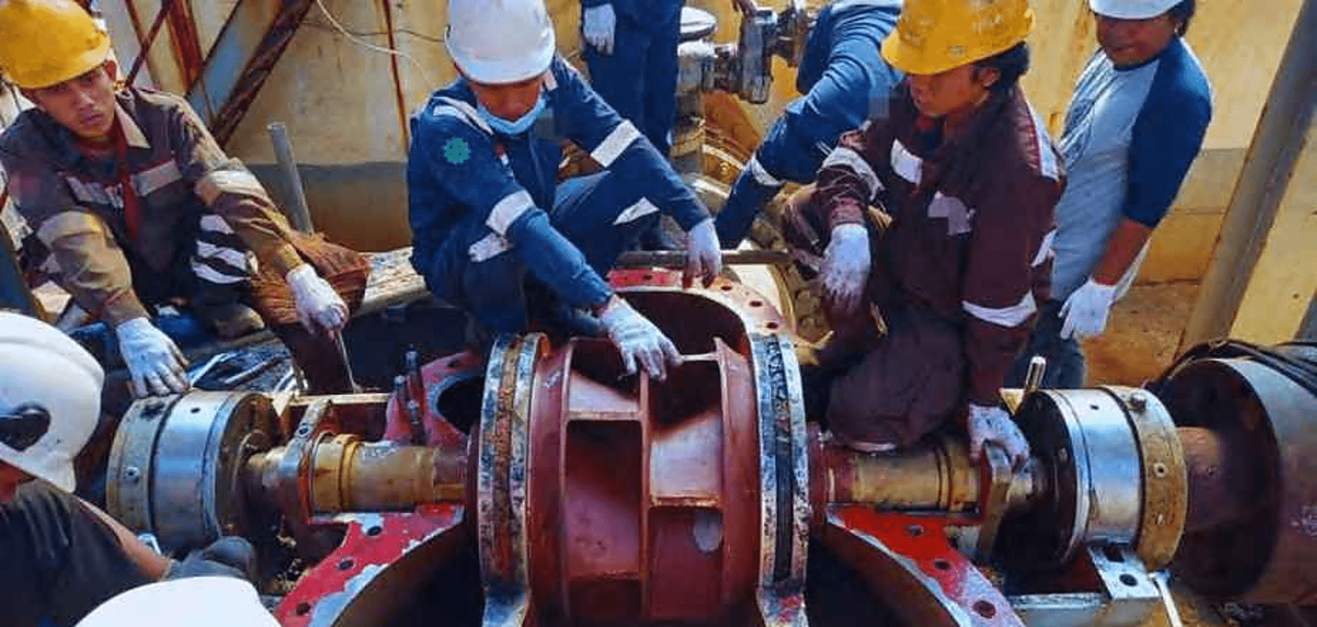Pump casing opened for inspection